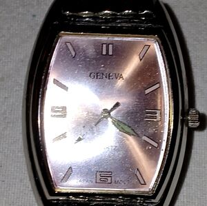 Vintage Geneva Silver and Pink Watch